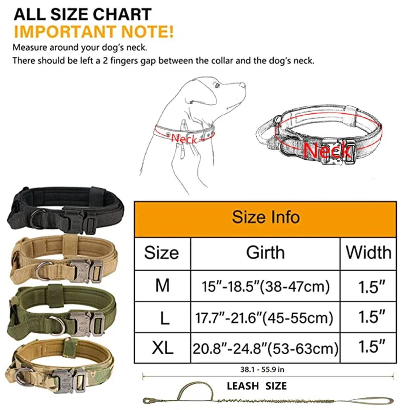ACESSÓRIOS-Conjunto de coleira tática militar para cães, coleira durável para animais de estimação, coleira retrátil, acessório de treinamento para cães de médio e grande porte, pastor alemão