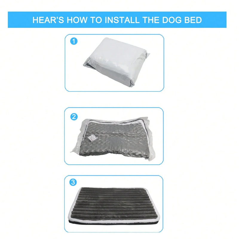 CAMINHAS-Cama curta de pelúcia para cães com fundo antiderrapante, cama ortopédica de espuma para cães, capa removível para cães grandes, médios e pequenos, lavável à máquina