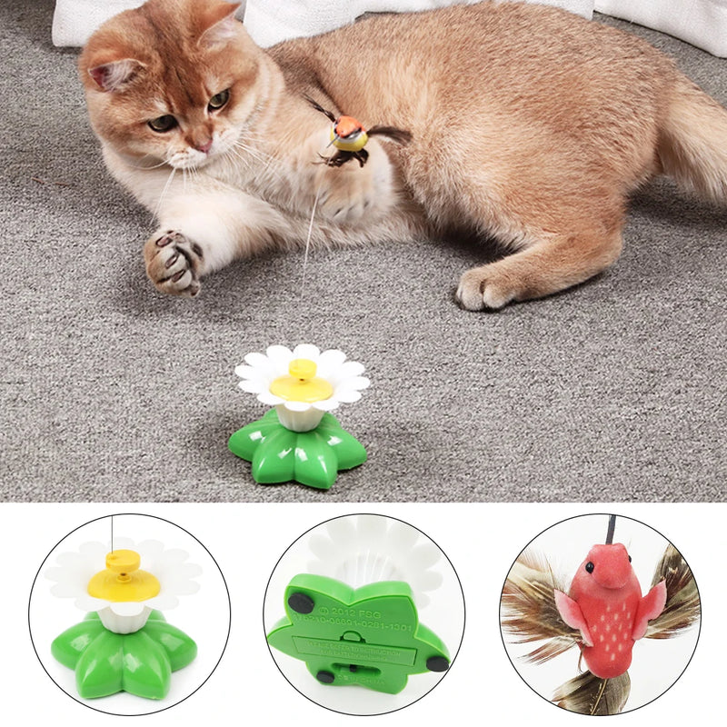 BRINQUEDOS-Automatic Rotating Electric Cat Toy Colorful Butterfly Bird Animal Shape Plastic Funny Kitten Pet Dog Interactive Training Toys