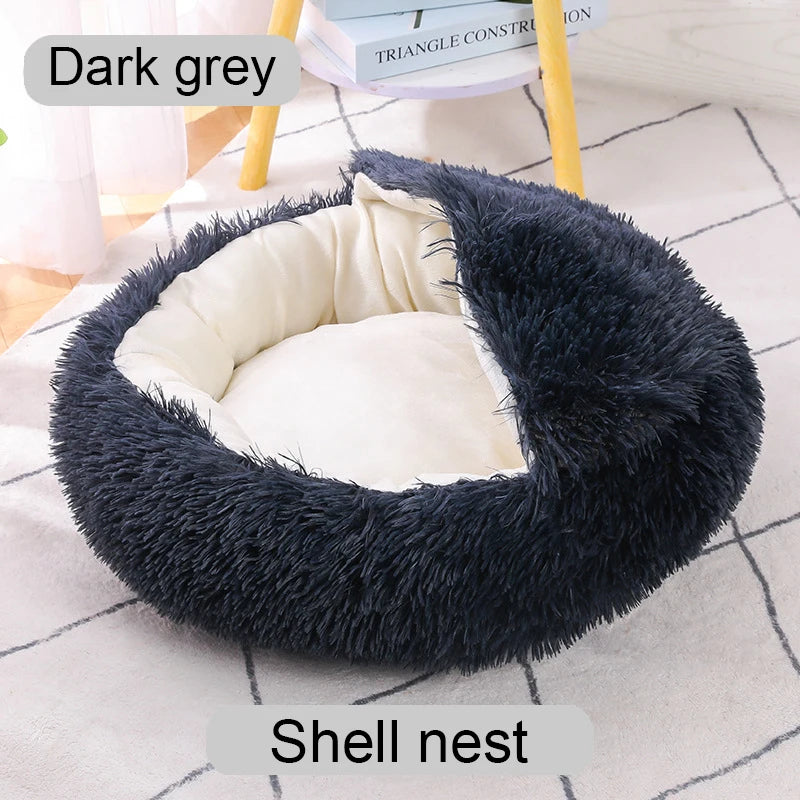 CAMINHAS-Cama redonda para animais de estimação de 40-60 cm, cama para cães grandes, cama supermacia para gatos, longa, de pelúcia, cesta para cães, almofada, cama para gatos, tapete para animais, sofá para dormir