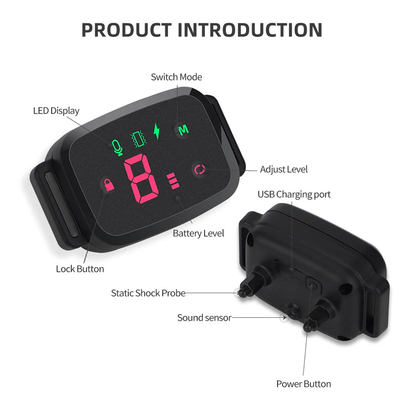 ACESSÓRIOS-Smart Automatic Anti Barking Dog Collar HD Digital Display IP67 Waterproof Collar For Dog Rechargeable Bark Stopper Stop Barking