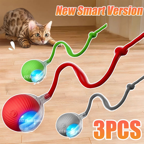 BRINQUEDOS-Novo brinquedo interativo para gatos, bola rolante automática, rabo falso, brinquedo elétrico inteligente recarregável para animais de estimação, treinamento para cães e gatos, imitação de ratoe