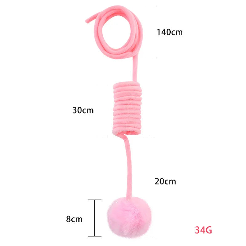 BRINQUEDOS-Brinquedo interativo para gatos, bastão de pelúcia engraçado para gatos, bola de mola, brinquedo para pendurar na porta, provocador para gatos, varinha com sino, acessórios para animais de estimação