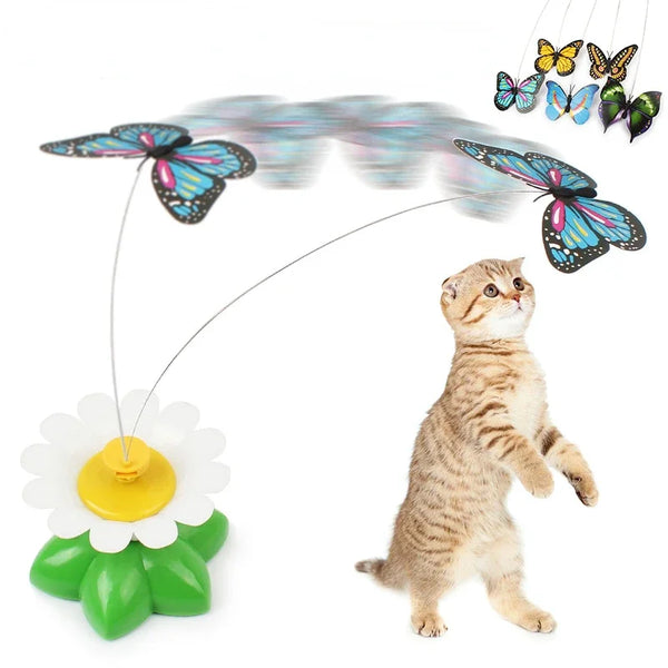 BRINQUEDOS-Automatic Rotating Electric Cat Toy Colorful Butterfly Bird Animal Shape Plastic Funny Kitten Pet Dog Interactive Training Toys