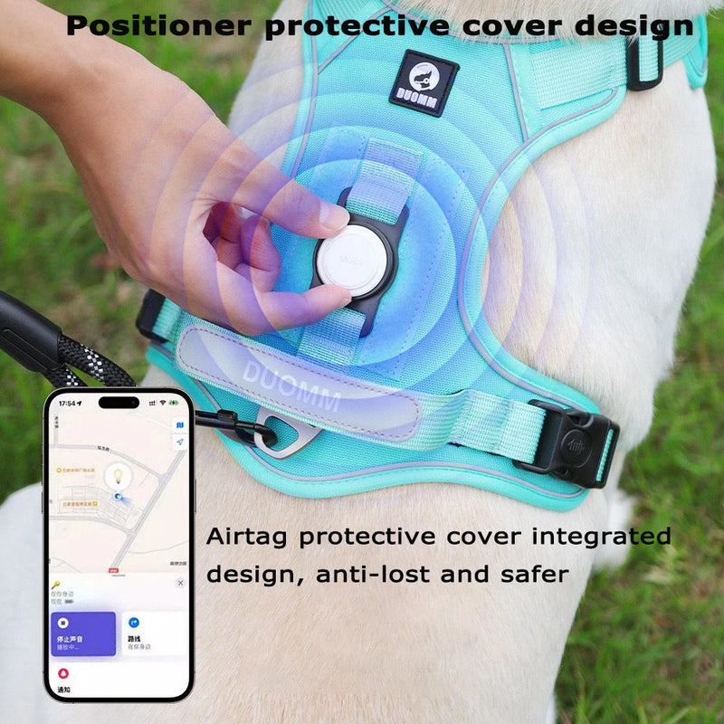 ACESSÓRIOS-Conjunto de arnês para cães com suporte para etiqueta de ar e guia - Conjunto de arnês e guia para cães Oxford respirável premium, durável e refletivot