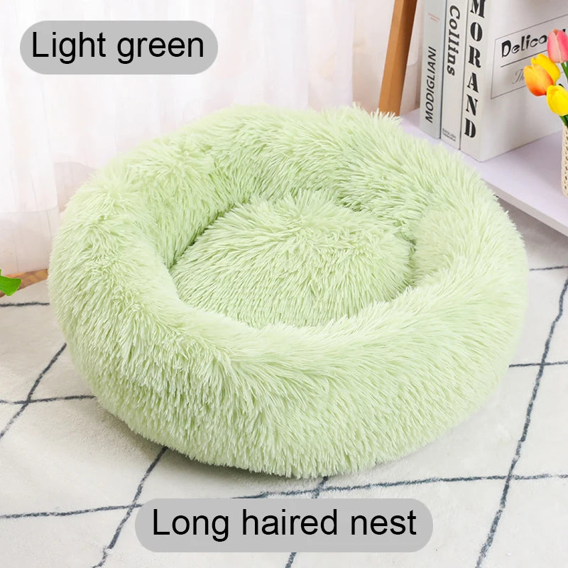 CAMINHAS-Cama redonda para animais de estimação de 40-60 cm, cama para cães grandes, cama supermacia para gatos, longa, de pelúcia, cesta para cães, almofada, cama para gatos, tapete para animais, sofá para dormir
