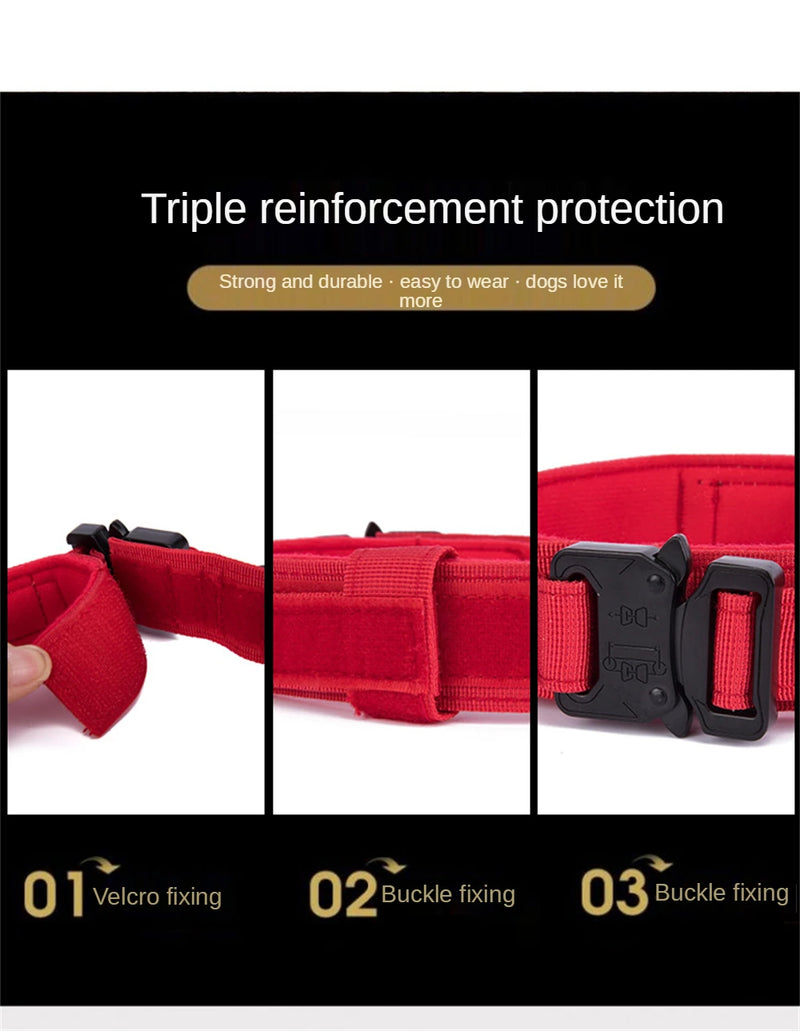 ACESSÓRIOS-Conjunto de coleira tática militar para cães, coleira durável para animais de estimação, coleira retrátil, acessório de treinamento para cães de médio e grande porte, pastor alemão