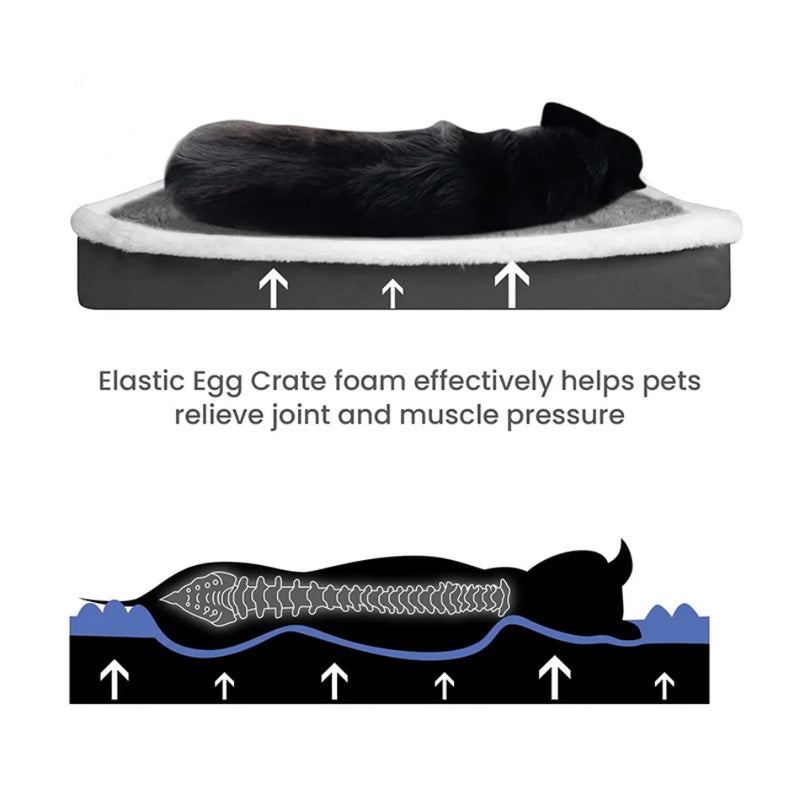 CAMINHAS-Cama curta de pelúcia para cães com fundo antiderrapante, cama ortopédica de espuma para cães, capa removível para cães grandes, médios e pequenos, lavável à máquina
