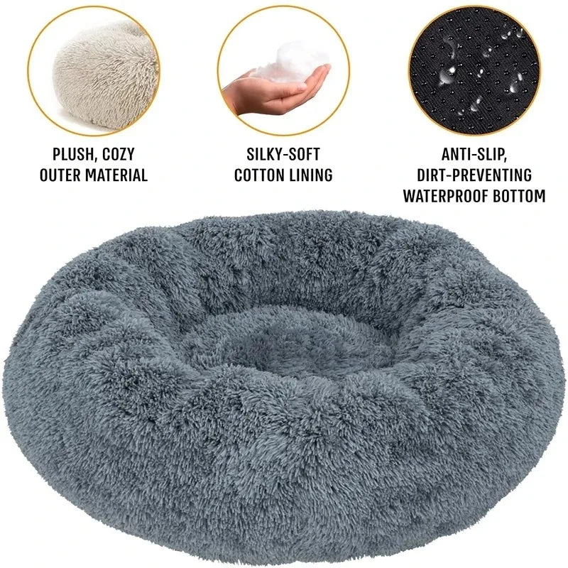 CAMINHAS-Cama redonda para cachorro, cama quente para inverno, cesta de pelúcia para cachorro, cama lavável para animais de estimação para cães pequenos, médios e grandes, sofá para gatos