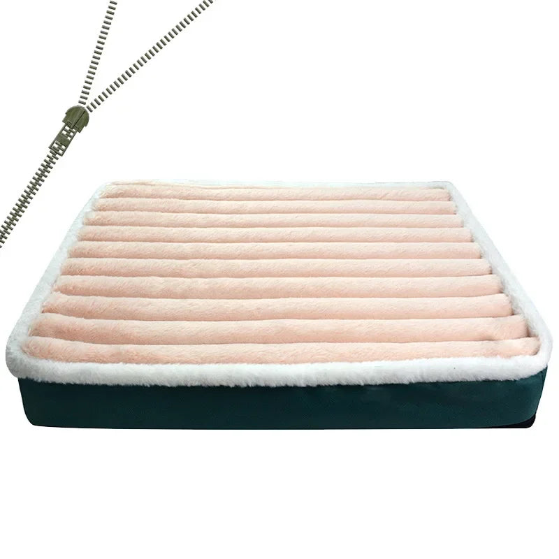 CAMINHAS-Cama curta de pelúcia para cães com fundo antiderrapante, cama ortopédica de espuma para cães, capa removível para cães grandes, médios e pequenos, lavável à máquina