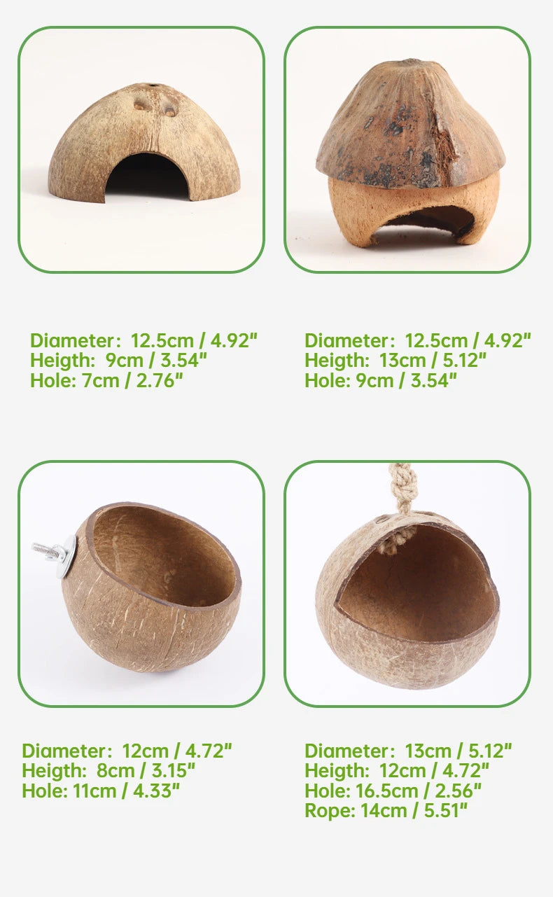 CAMINHAS-Casa de hamster resistente a mordidas, gaiolas de coco naturais para animais de estimação pequenos, esconderijo para porquinhos-da-índia, casa de madeira para hamster, suprimentos para animais de estimação