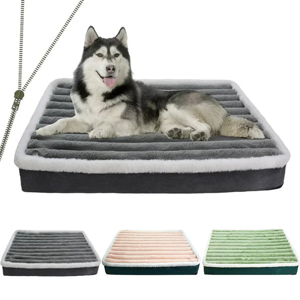 CAMINHAS-Cama curta de pelúcia para cães com fundo antiderrapante, cama ortopédica de espuma para cães, capa removível para cães grandes, médios e pequenos, lavável à máquina