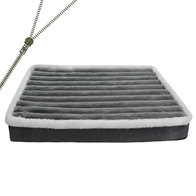 CAMINHAS-Cama curta de pelúcia para cães com fundo antiderrapante, cama ortopédica de espuma para cães, capa removível para cães grandes, médios e pequenos, lavável à máquina