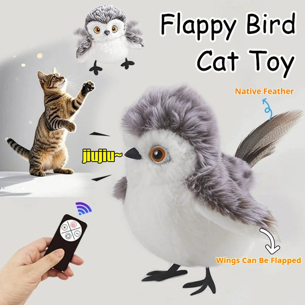 BRINQUEDOS-Flappy Bird Brinquedo Interativo para Gatos Controle Remoto USB Recarregável Brinquedo de Pelúcia para Gatos de Estimação Brinquedo de Pássaro Batendo as Batidas Estimula o Instinto de Caças