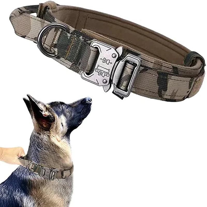 ACESSÓRIOS-Conjunto de coleira tática militar para cães, coleira durável para animais de estimação, coleira retrátil, acessório de treinamento para cães de médio e grande porte, pastor alemão