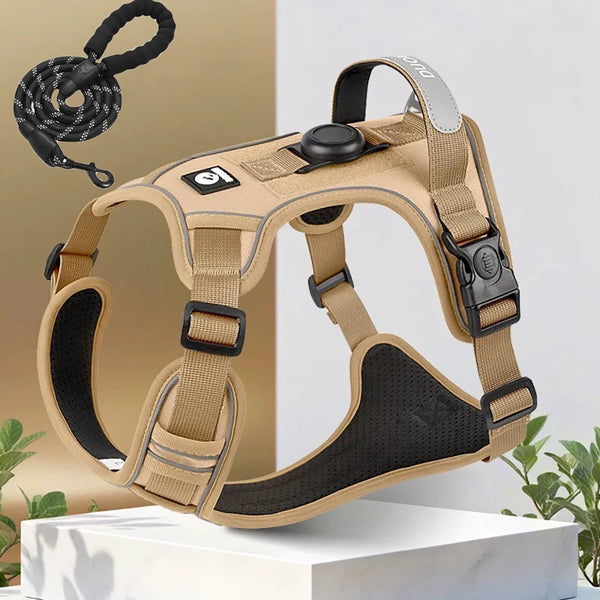 ACESSÓRIOS-Conjunto de arnês para cães com suporte para etiqueta de ar e guia - Conjunto de arnês e guia para cães Oxford respirável premium, durável e refletivot