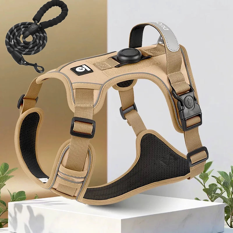 ACESSÓRIOS-Conjunto de arnês para cães com suporte para etiqueta de ar e guia - Conjunto de arnês e guia para cães Oxford respirável premium, durável e refletivot