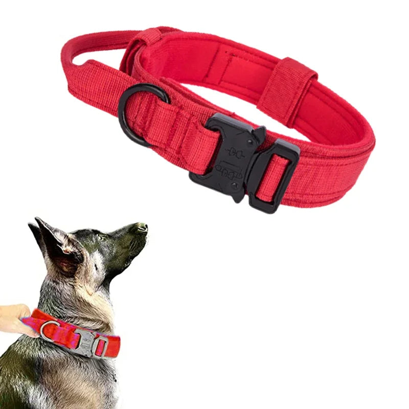 ACESSÓRIOS-Conjunto de coleira tática militar para cães, coleira durável para animais de estimação, coleira retrátil, acessório de treinamento para cães de médio e grande porte, pastor alemão