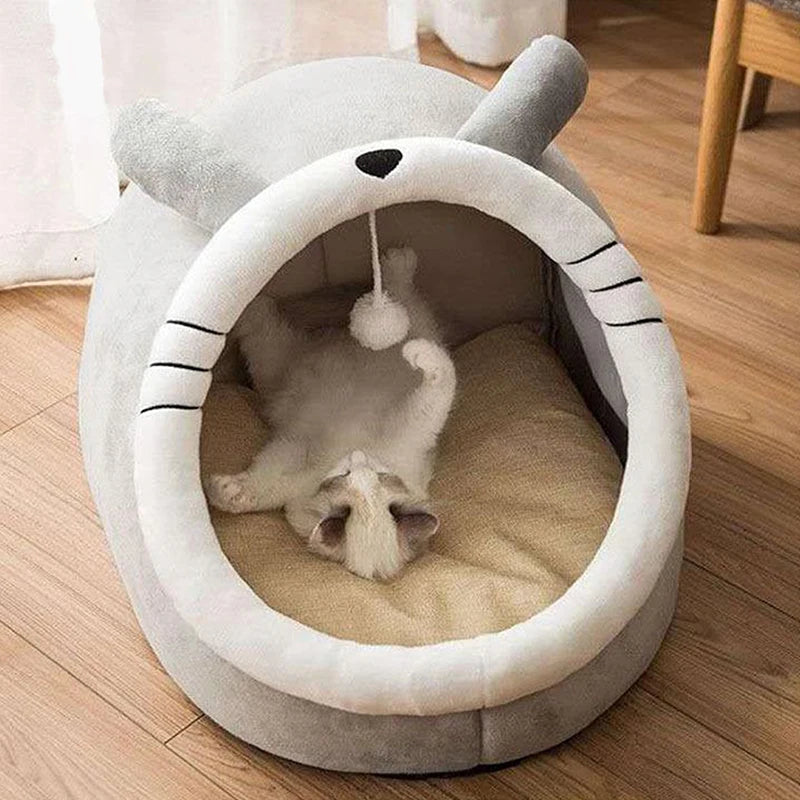 CAMINHAS-Cama para gatos com estampa de desenho animado, dobrável, removível e lavável, para cães pequenos, com tapete, bolsa, caverna, cama para gatos