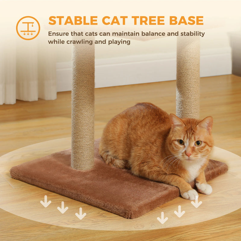 CAMINHAS-Árvore para gatos, torre para gatos de interior, 2 estilos, árvore de atividades para gatos com postes para arranhar, rede grande e poleiro superior removível, cinza