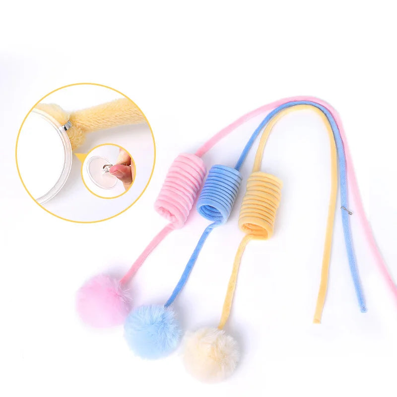 BRINQUEDOS-Brinquedo interativo para gatos, bastão de pelúcia engraçado para gatos, bola de mola, brinquedo para pendurar na porta, provocador para gatos, varinha com sino, acessórios para animais de estimação