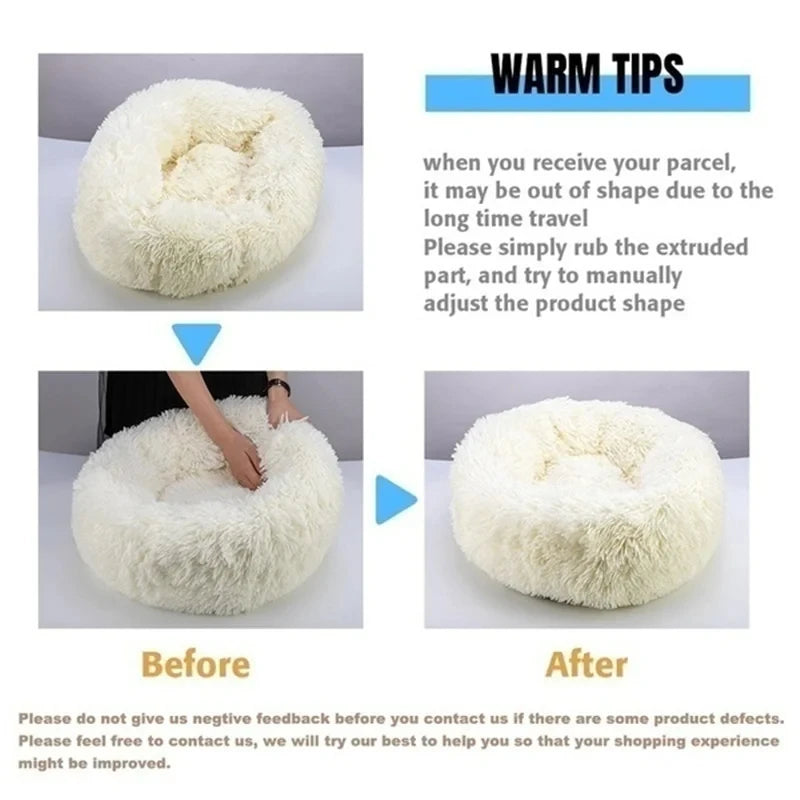 CAMINHAS-Cama redonda para cachorro, cama quente para inverno, cesta de pelúcia para cachorro, cama lavável para animais de estimação para cães pequenos, médios e grandes, sofá para gatos