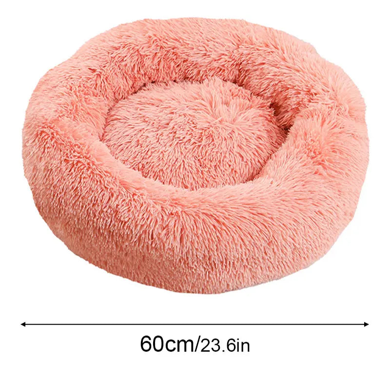 CAMINHAS-Cama redonda para animais de estimação de 40-60 cm, cama para cães grandes, cama supermacia para gatos, longa, de pelúcia, cesta para cães, almofada, cama para gatos, tapete para animais, sofá para dormir