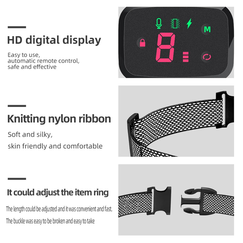 ACESSÓRIOS-Smart Automatic Anti Barking Dog Collar HD Digital Display IP67 Waterproof Collar For Dog Rechargeable Bark Stopper Stop Barking