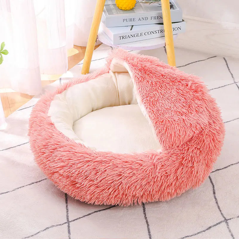 CAMINHAS-Cama redonda para animais de estimação de 40-60 cm, cama para cães grandes, cama supermacia para gatos, longa, de pelúcia, cesta para cães, almofada, cama para gatos, tapete para animais, sofá para dormir