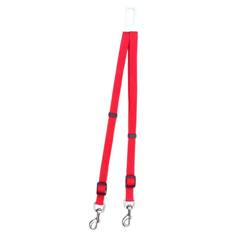 ACESSÓRIOS-Coleira de segurança ajustável com cabeça dupla para carro, cinto de segurança para animais de estimação, coleira de segurança para carro, dois arreios para cães, alavanca de segurança, coleiras de tração para cães