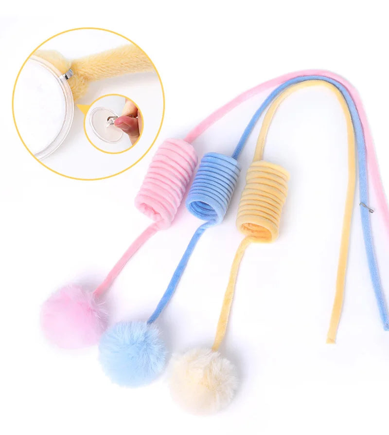 BRINQUEDOS-Brinquedo interativo para gatos, bastão de pelúcia engraçado para gatos, bola de mola, brinquedo para pendurar na porta, provocador para gatos, varinha com sino, acessórios para animais de estimação