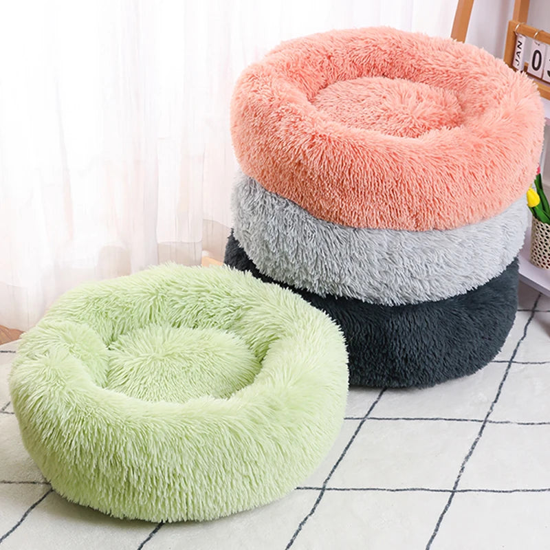 CAMINHAS-Cama redonda para animais de estimação de 40-60 cm, cama para cães grandes, cama supermacia para gatos, longa, de pelúcia, cesta para cães, almofada, cama para gatos, tapete para animais, sofá para dormir