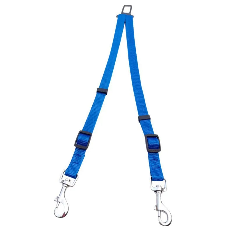 ACESSÓRIOS-Coleira de segurança ajustável com cabeça dupla para carro, cinto de segurança para animais de estimação, coleira de segurança para carro, dois arreios para cães, alavanca de segurança, coleiras de tração para cães