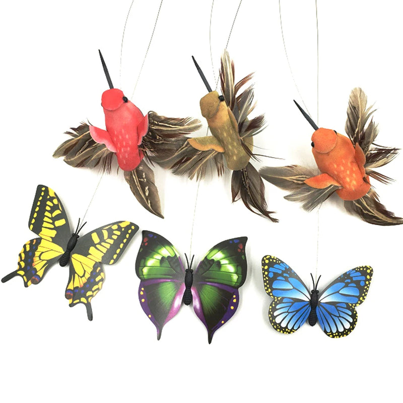 BRINQUEDOS-Automatic Rotating Electric Cat Toy Colorful Butterfly Bird Animal Shape Plastic Funny Kitten Pet Dog Interactive Training Toys