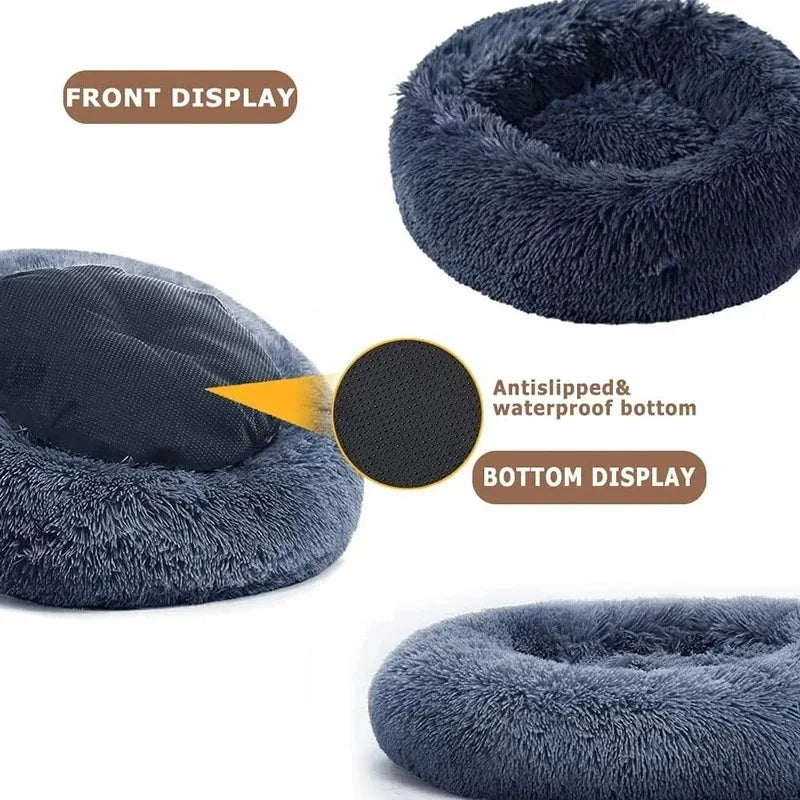 CAMINHAS-Cama redonda para cachorro, cama quente para inverno, cesta de pelúcia para cachorro, cama lavável para animais de estimação para cães pequenos, médios e grandes, sofá para gatos