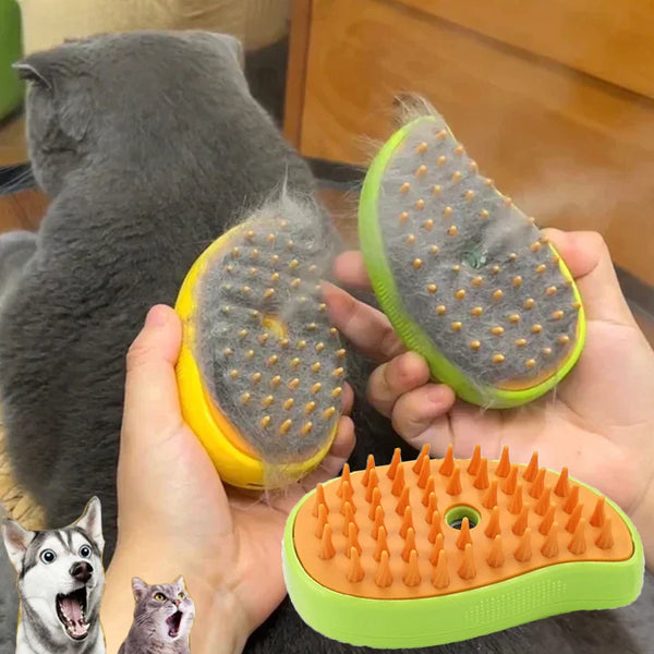HIGIENE-Escova elétrica para massagem e tosa de animais de estimação, escova elétrica 3 em 1 para massagem e escova de vapor para gatos e cachorros