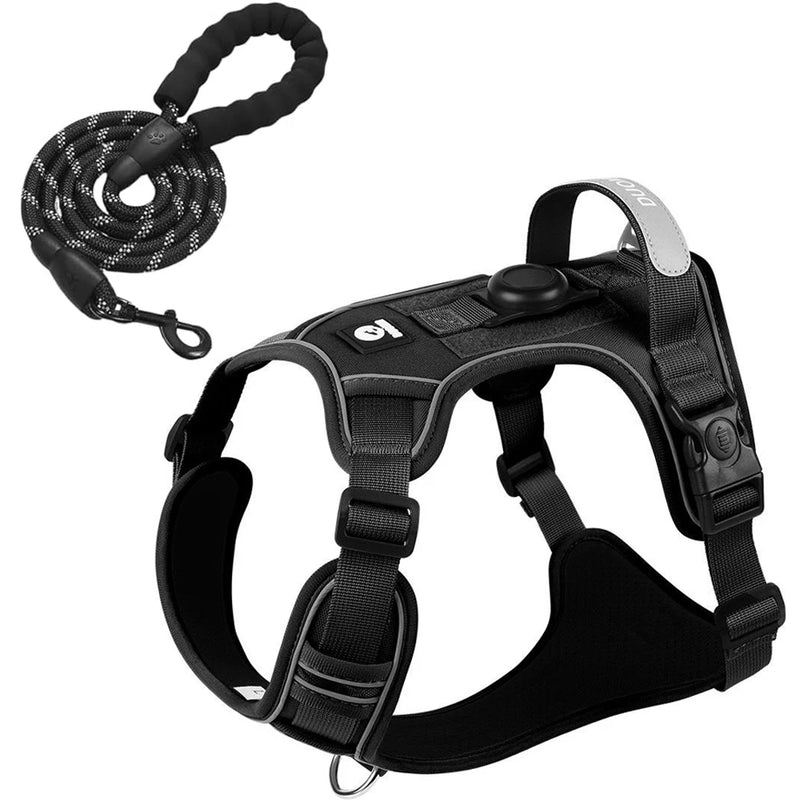 ACESSÓRIOS-Conjunto de arnês para cães com suporte para etiqueta de ar e guia - Conjunto de arnês e guia para cães Oxford respirável premium, durável e refletivot