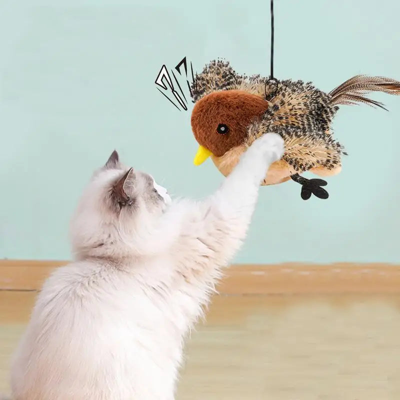 BRINQUEDOS-Flappy Bird Brinquedo Interativo para Gatos Controle Remoto USB Recarregável Brinquedo de Pelúcia para Gatos de Estimação Brinquedo de Pássaro Batendo as Batidas Estimula o Instinto de Caças