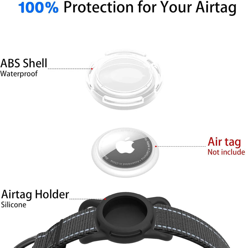 ACESSÓRIOS-Airtag Dog Collar with Waterproof AirTag Case, Reflective Soft Padded & Safety Air Tag Pet Collar Adjustable for Large Dogs