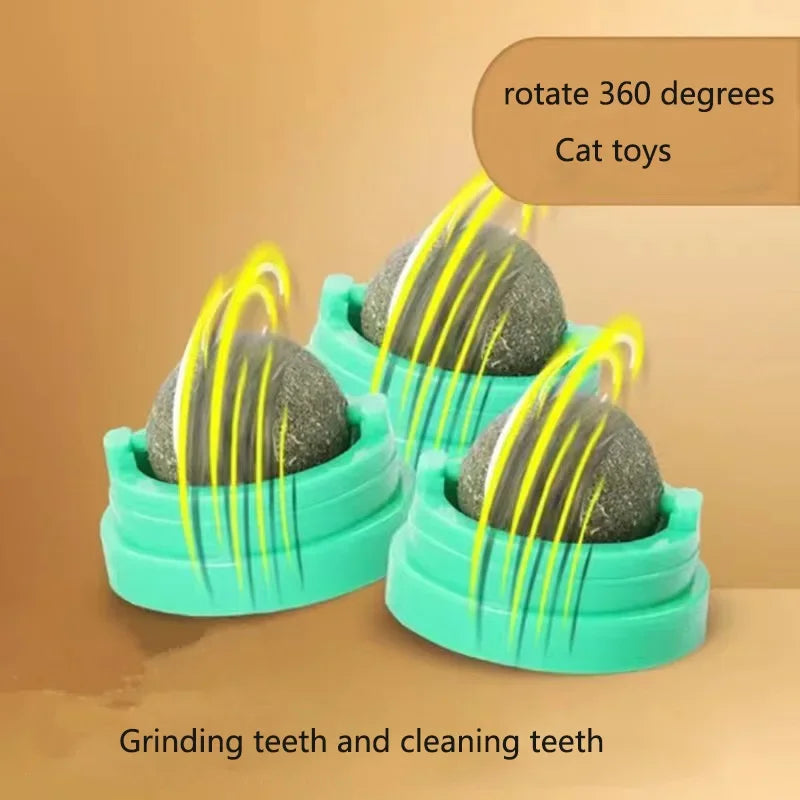 BRINQUEDOS-Bola adesiva para parede de gato, brinquedo arranhador, petiscos saudáveis e naturais, remove bolas para promover a digestão, petisco de grama para gatos