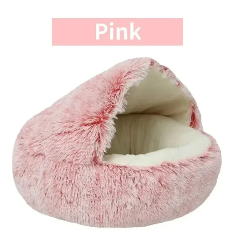 Sacos de dormir para animais de estimação semi-fechados, almofada longa e redonda para gatos, pelúcia macia 2 em 1, camas quentes para gatos, conforto simples, ninho quente para dormir de filhotes