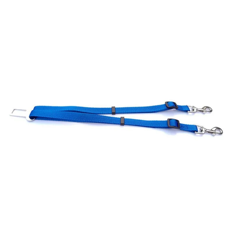 ACESSÓRIOS-Coleira de segurança ajustável com cabeça dupla para carro, cinto de segurança para animais de estimação, coleira de segurança para carro, dois arreios para cães, alavanca de segurança, coleiras de tração para cães