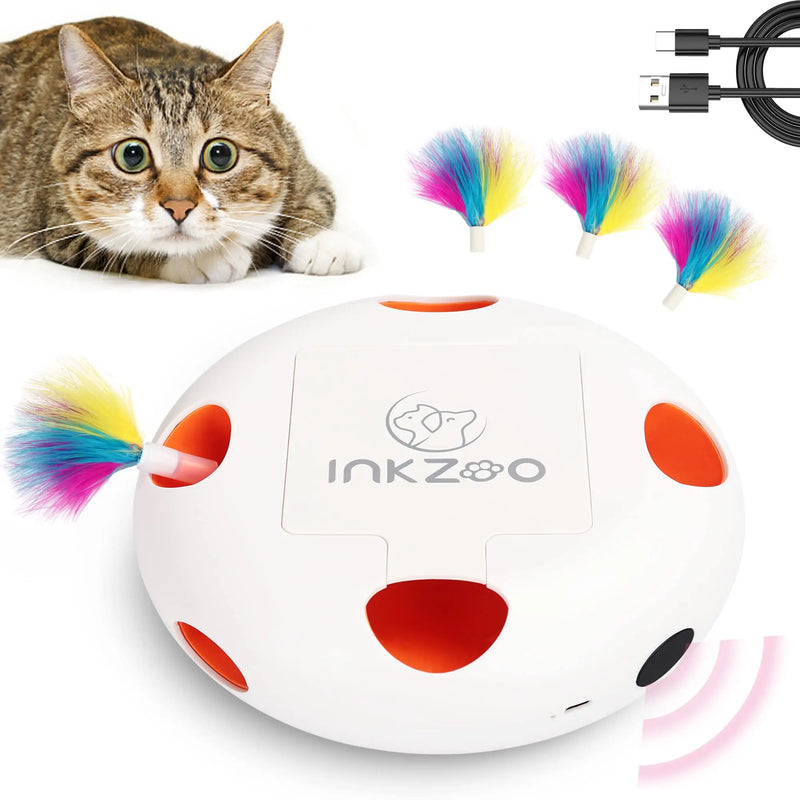 BRINQUEDOS-Brinquedos para gatos INKZOO, brinquedos interativos para gatos de interior, brinquedo interativo inteligente para gatinhos, brinquedo automático para ratos com 7 furos que mata toupeiras