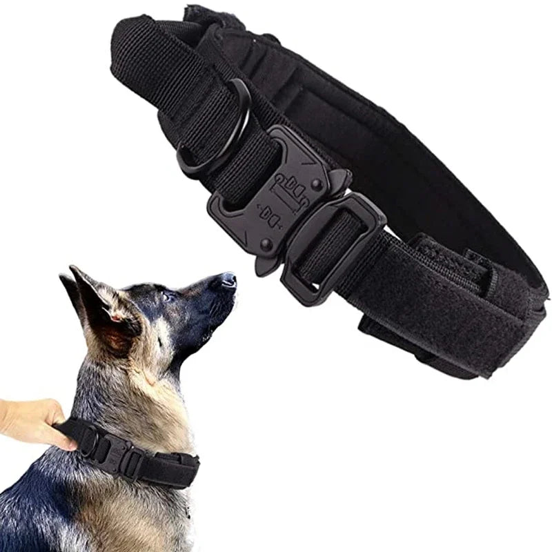 ACESSÓRIOS-Conjunto de coleira tática militar para cães, coleira durável para animais de estimação, coleira retrátil, acessório de treinamento para cães de médio e grande porte, pastor alemão